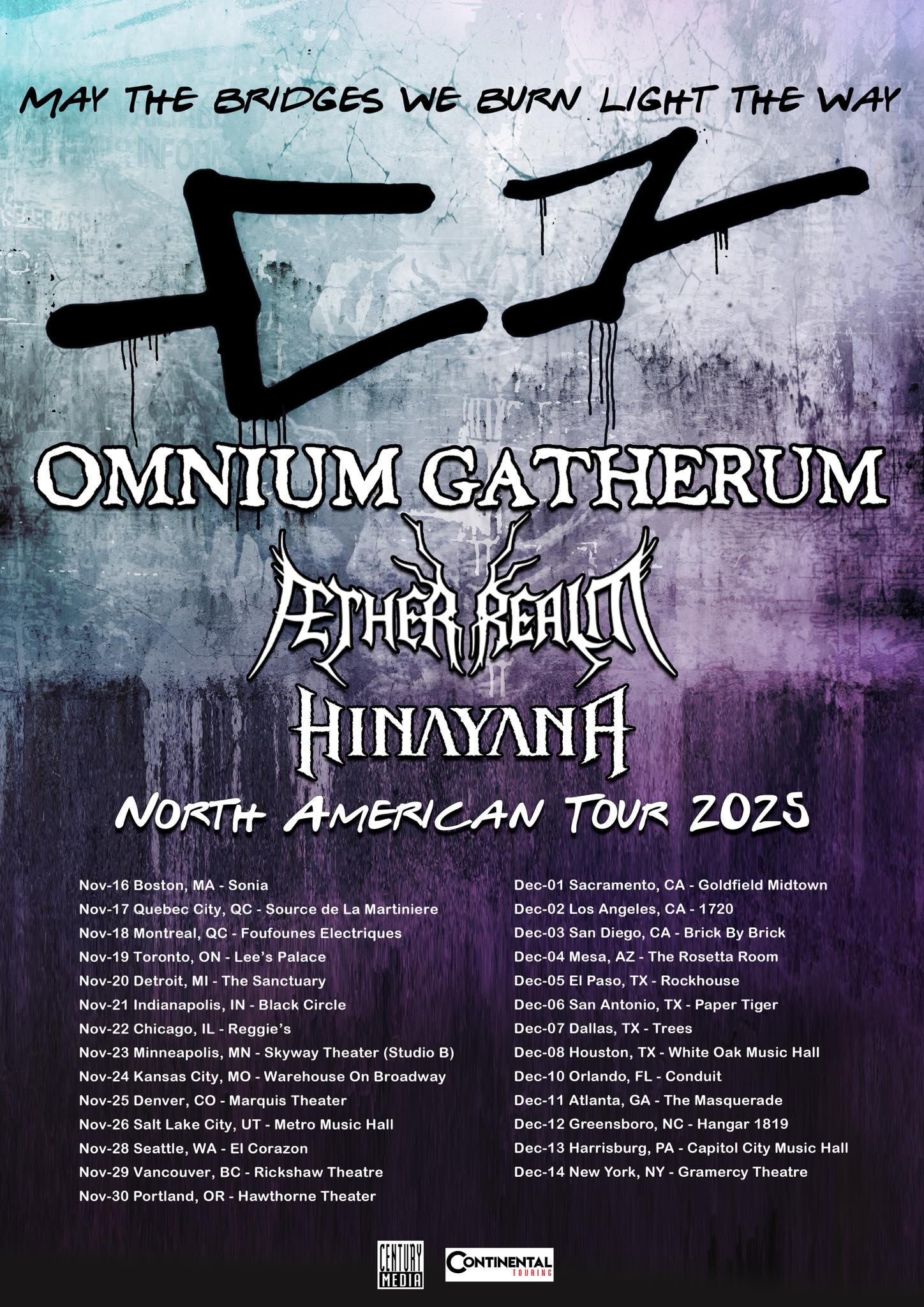 Aether Realm Passing of the Torch & May The Bridges We Burn Light The Way Tour Poster 2025